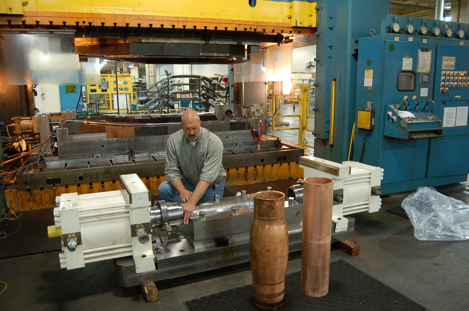 Mark Blasi inspecting hydroforming die.